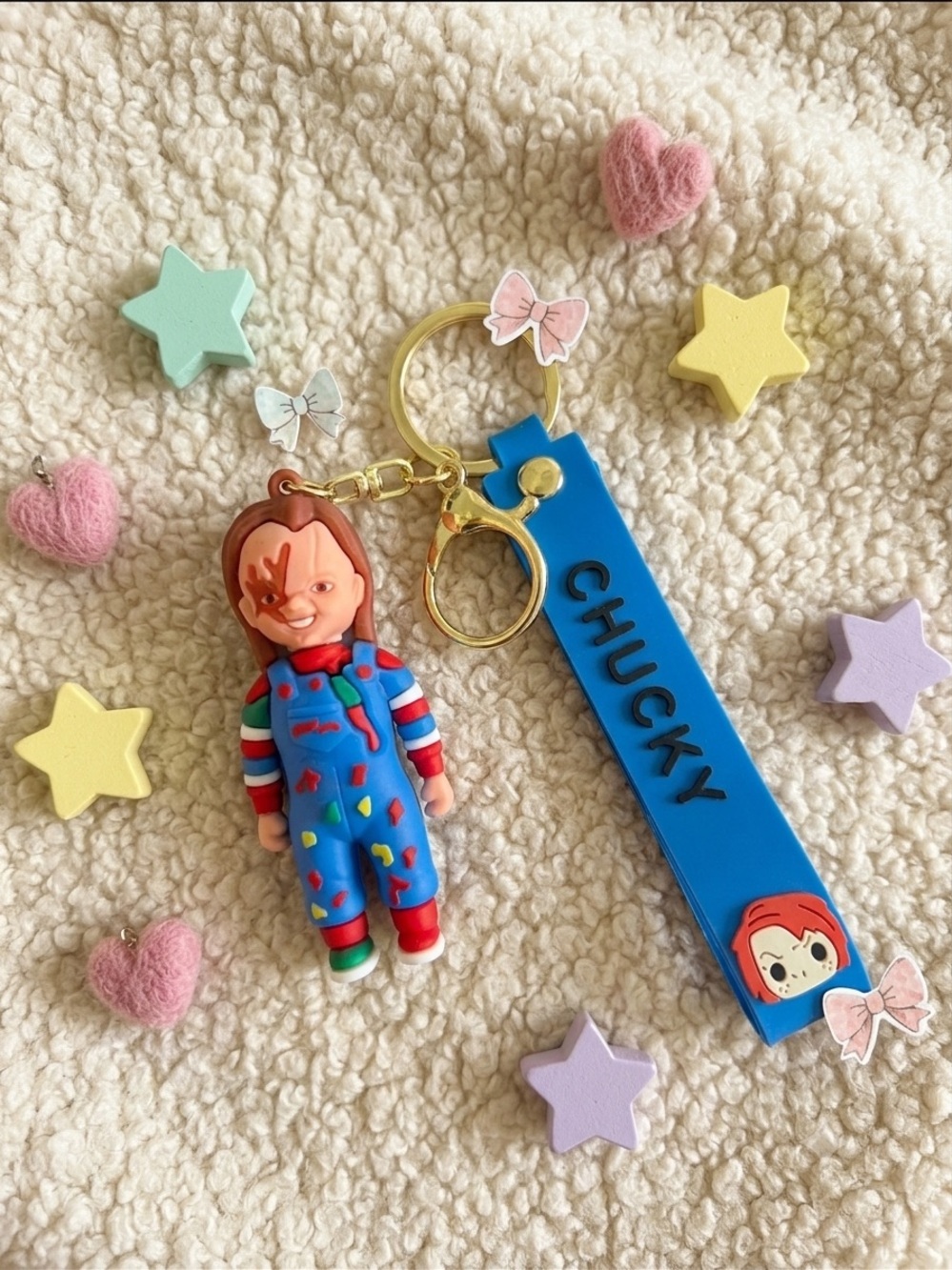 Chucky Blue Keychain with Chucky Figure - Kids Toys